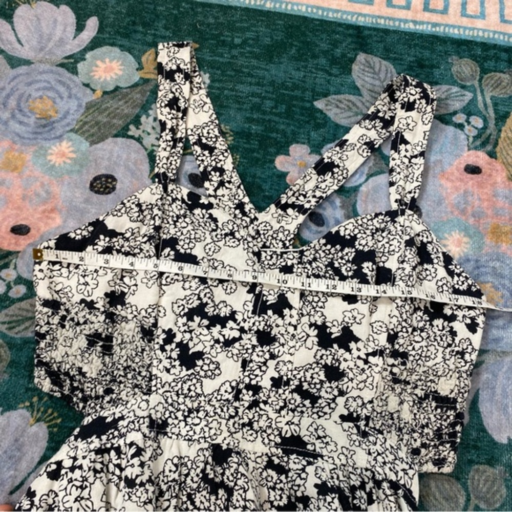 NWT Anthropologie Smocked Floral Cut Out Midi Dress White & Black Large - Picture 10 of 15